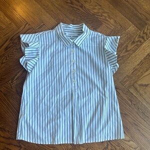 Frame Striped Ruffle Sleeve Blouse Size Small